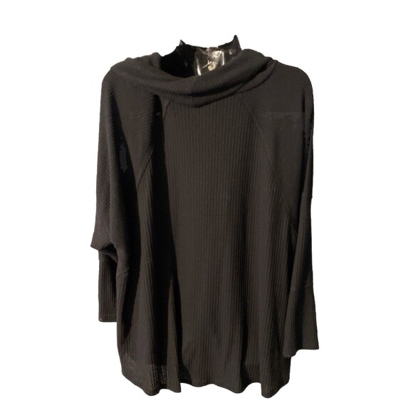 Maurice’s 4x Cowl Neck Top Women’s Waffle Knit 5% Spandex Black - Picture 2 of 9